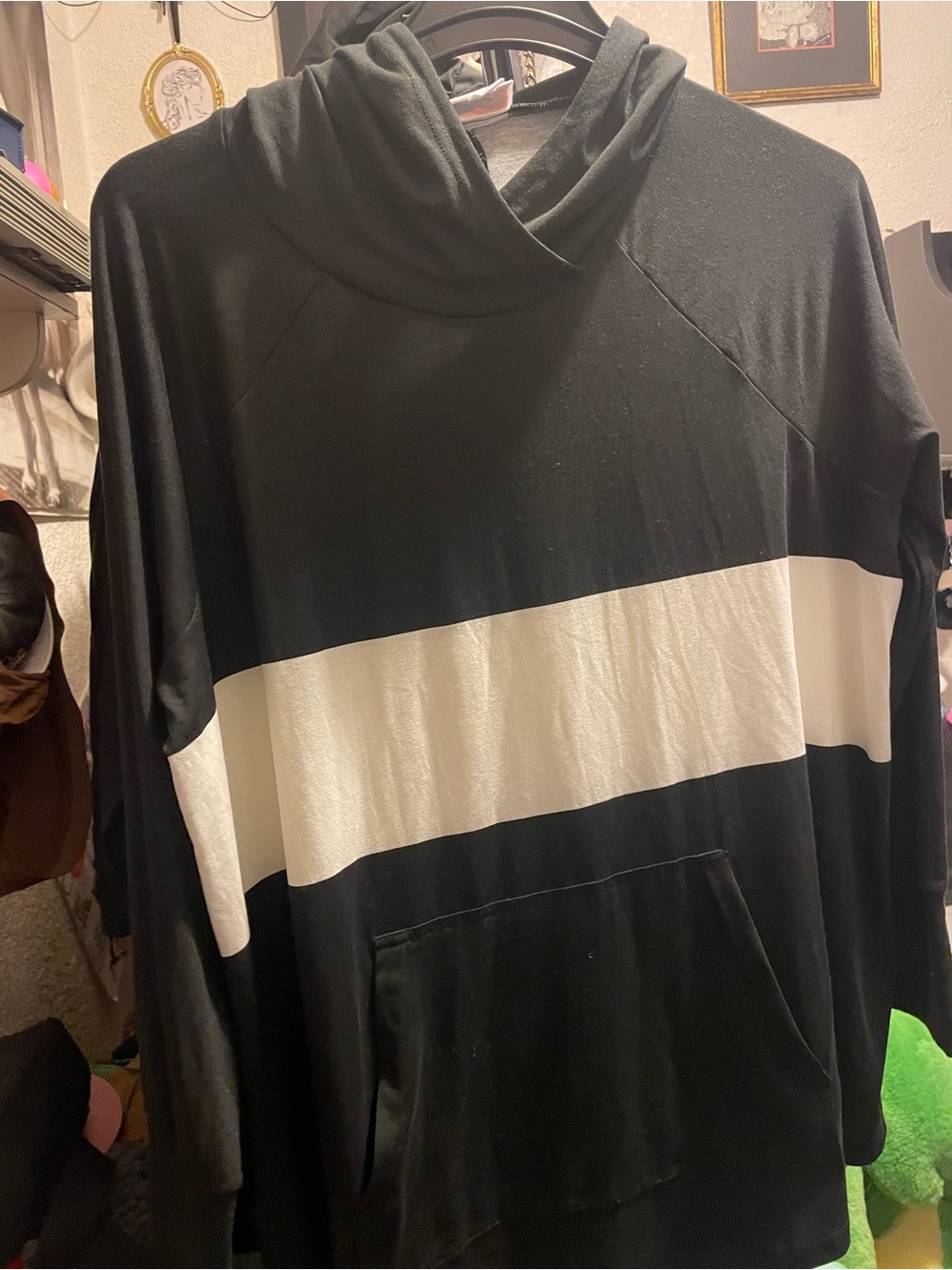 LuLaRoe Black and White Wide-Stripe Turtleneck Pullover